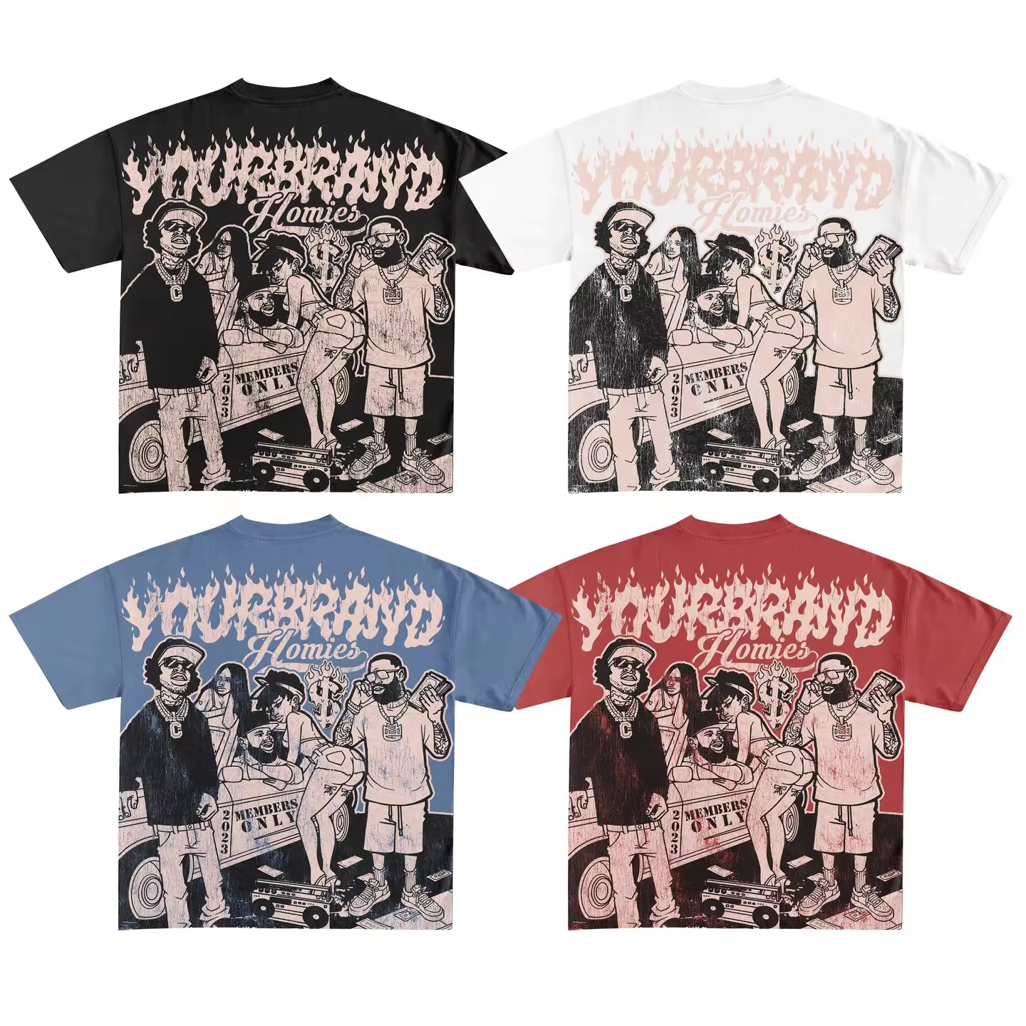 Custom Vintage Screen Print 100% Cotton Distressed Premium Boxy Heavyweigh Oversized Graphic T-shirts For Men