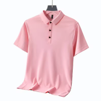 Polyester Cotton Fast Drying Polo Shirt Three Buttons Adjustable Collar Solid Colors Boxy Polo Shirts