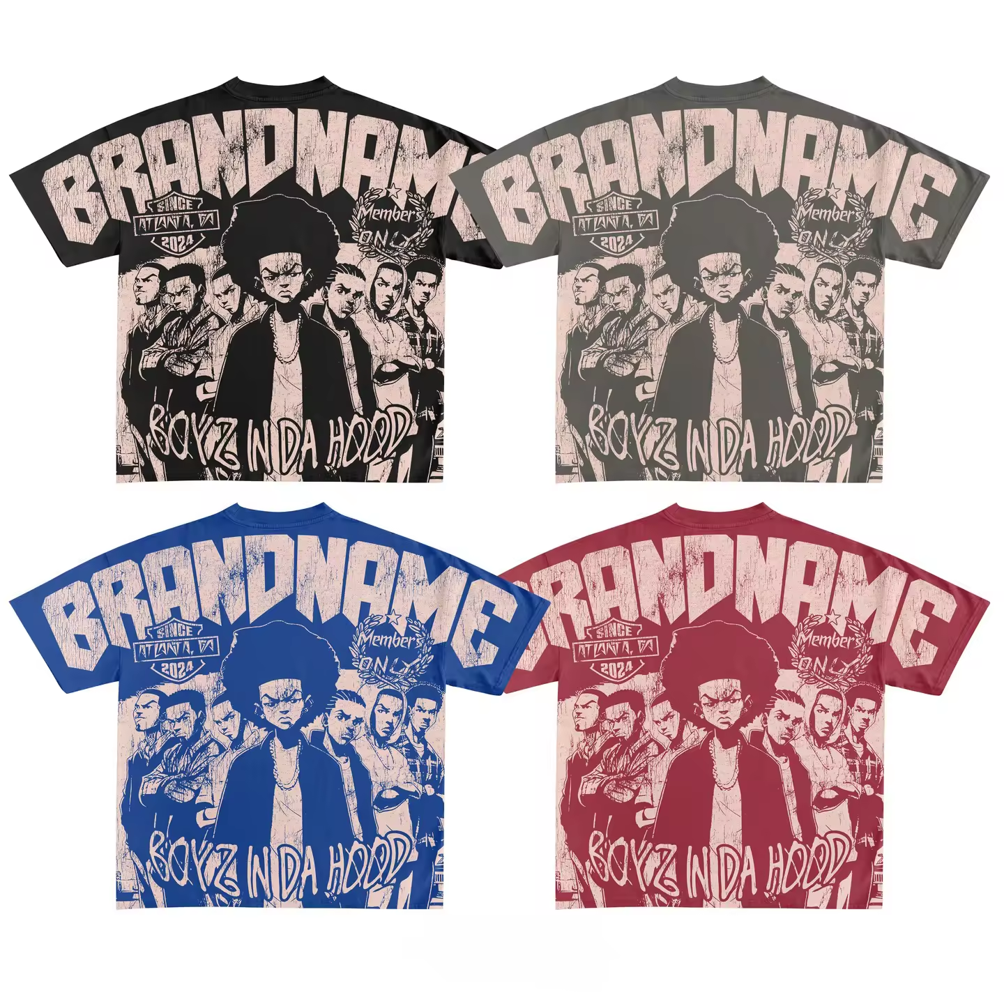 Custom Vintage Screen Print 100% Cotton Distressed Premium Boxy Heavyweigh Oversized Graphic T-shirts For Men