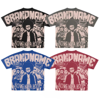 Custom Vintage Screen Print 100% Cotton Distressed Premium Boxy Heavyweigh Oversized Graphic T-shirts For Men