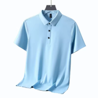 Polyester Cotton Fast Drying Polo Shirt Three Buttons Adjustable Collar Solid Colors Boxy Polo Shirts