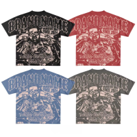 Custom Vintage Screen Print 100% Cotton Distressed Premium Boxy Heavyweigh Oversized Graphic T-shirts For Men