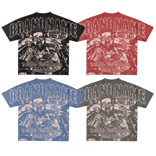 Custom Vintage Screen Print 100% Cotton Distressed Premium Boxy Heavyweigh Oversized Graphic T-shirts For Men