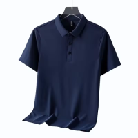 Polyester Cotton Fast Drying Polo Shirt Three Buttons Adjustable Collar Solid Colors Boxy Polo Shirts
